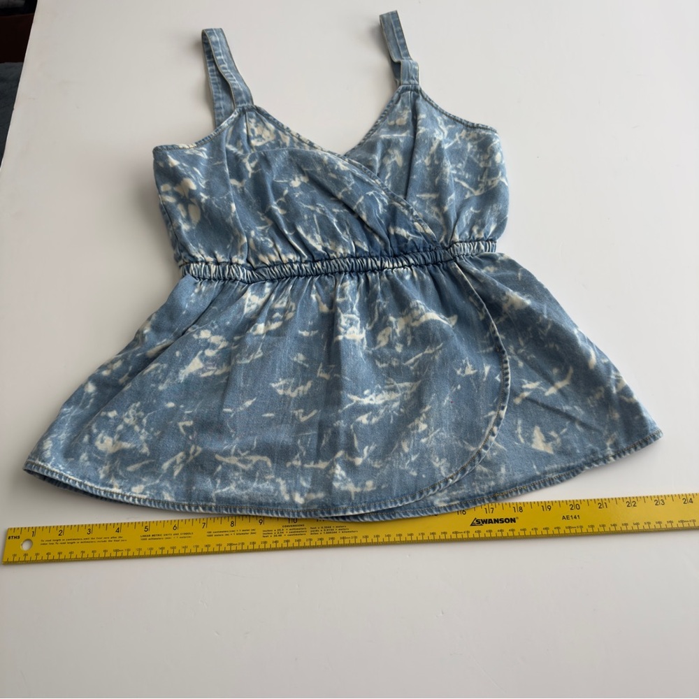 Anthropologie Porridge Small Boho Festival Summer Sky Blue Denim Top Shirt- NWT - Picture 7 of 8
